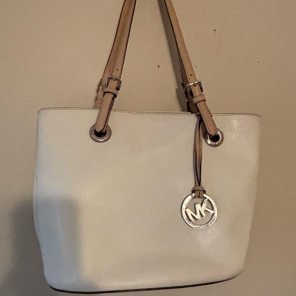 Michael Kors White and Tan Tote